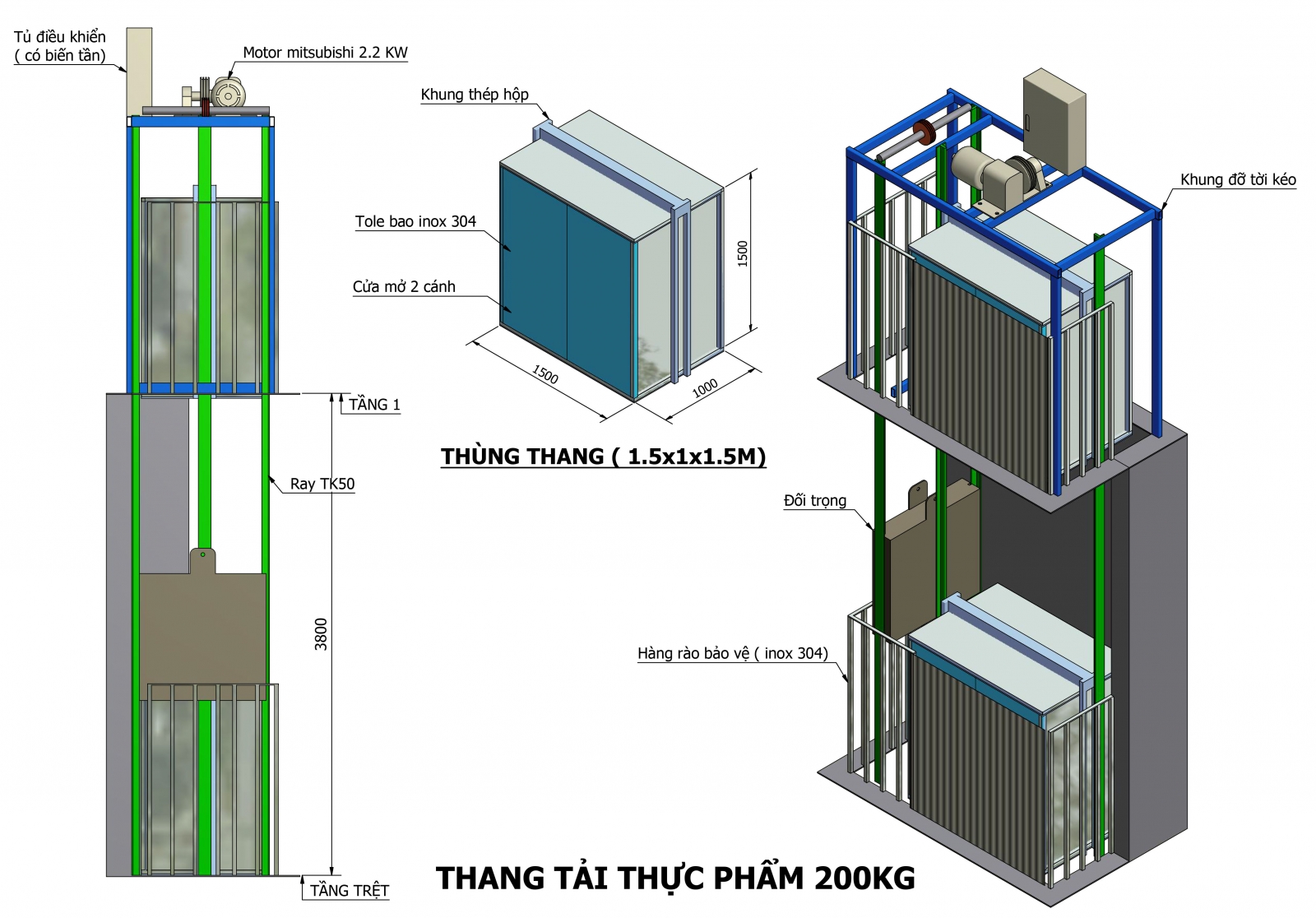 thang nâng thực phẩm